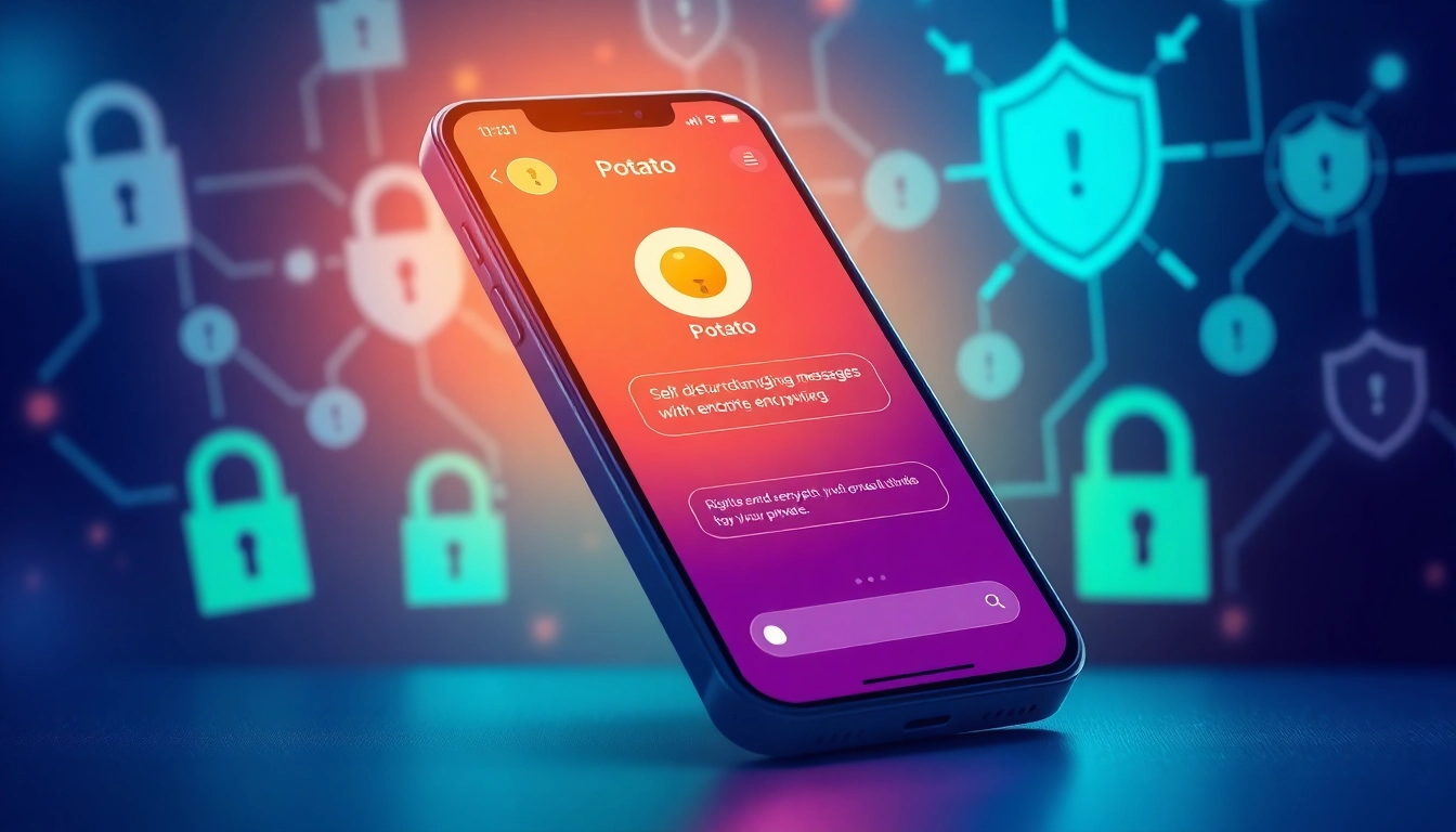 Potato secure communication app interface displaying encrypted messaging features.