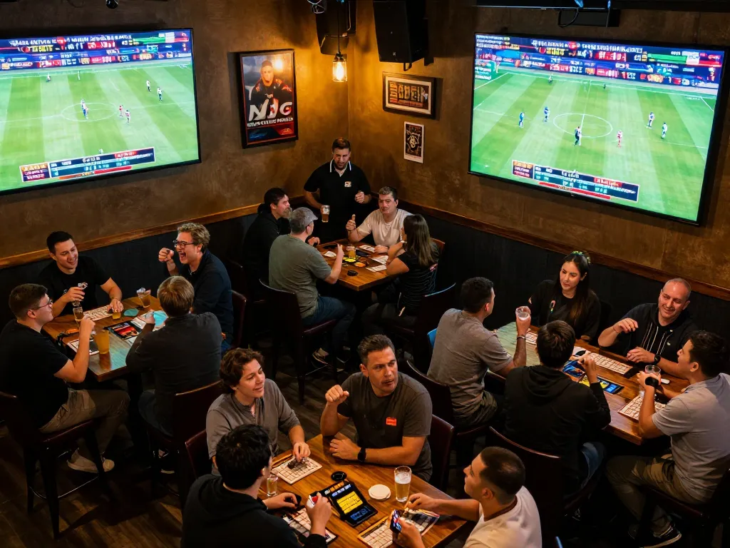 Experience dynamic sports betting excitement at Nhà cái 79KING in a lively sports bar.