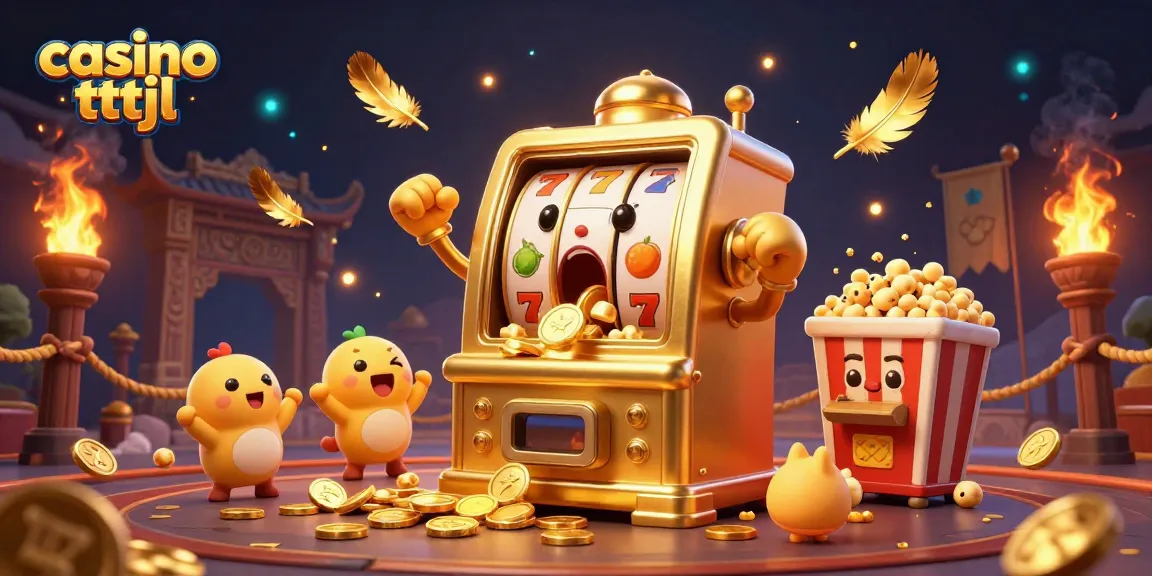Experience the excitement of jackpot wins at casino tttjl with a golden slot machine bursting coins!
