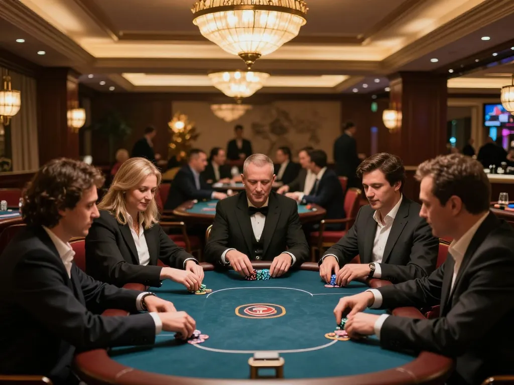 Players enjoying strategic games at BJ88BJ casino lounge with vibrant ambiance