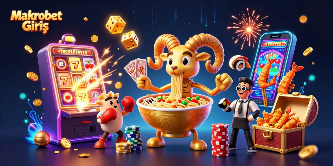 Experience Makrobet Giriş with vibrant casino action, golden ramen bowl, and jackpot excitement!