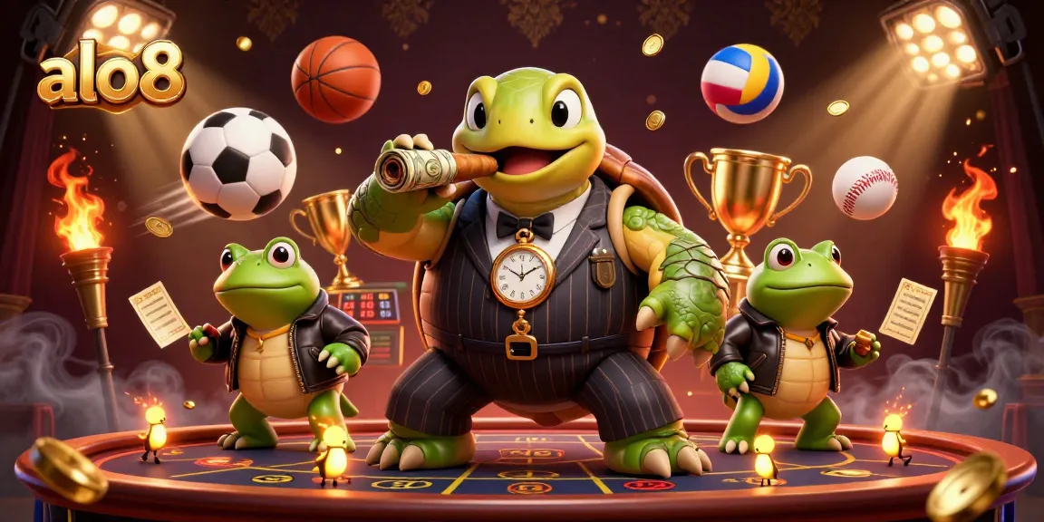 Experience thrilling gaming at alo8 with dynamic sports action and cartoon characters in a lively casino setting.
