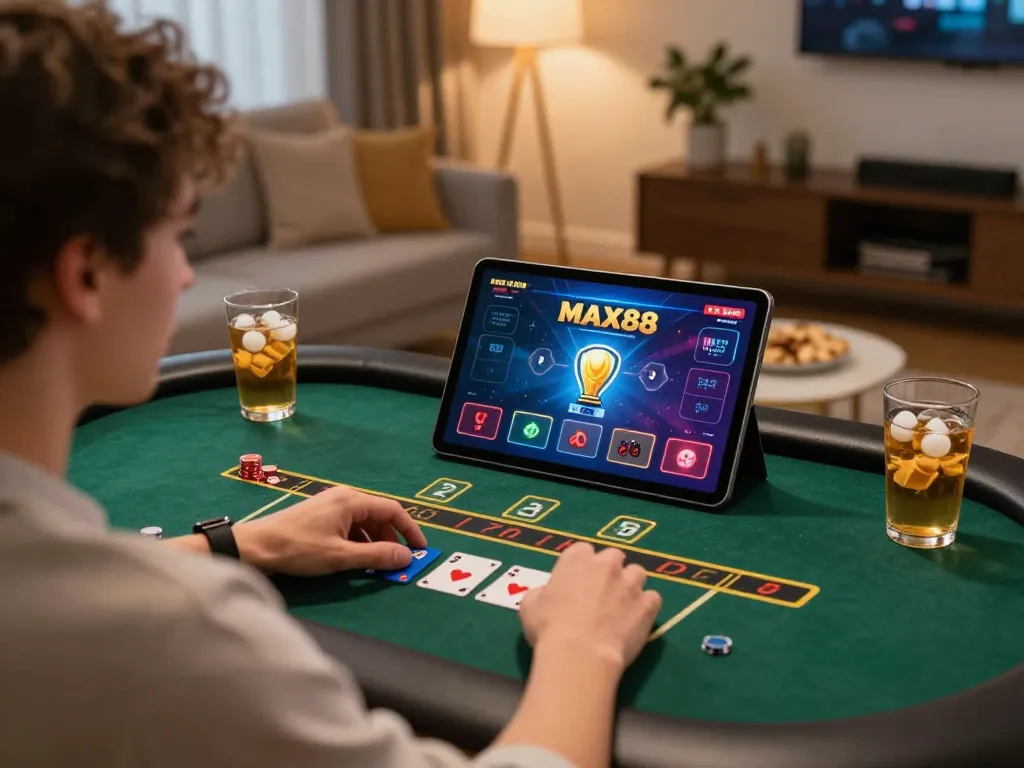 Engaging gameplay on MAX88 live dealer blackjack at home with cozy ambiance