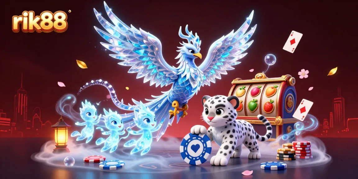 Engage with the vibrant activities at rik88, featuring lively characters and dynamic casino game elements.