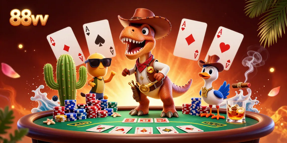Engage in thrilling poker with 88vv's colorful characters and dynamic casino elements.
