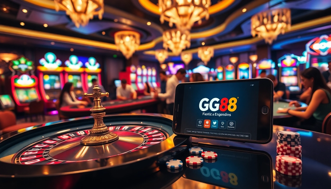 Players engaging at the roulette table and exploring GG88's vibrant online gambling experience.