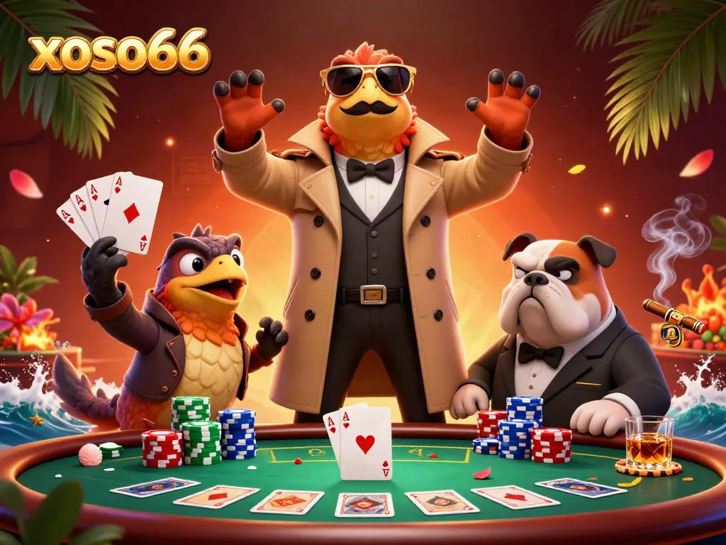 Engage in thrilling gameplay at xoso66 with raptors sneaking into a VIP lounge surrounded by poker chips.