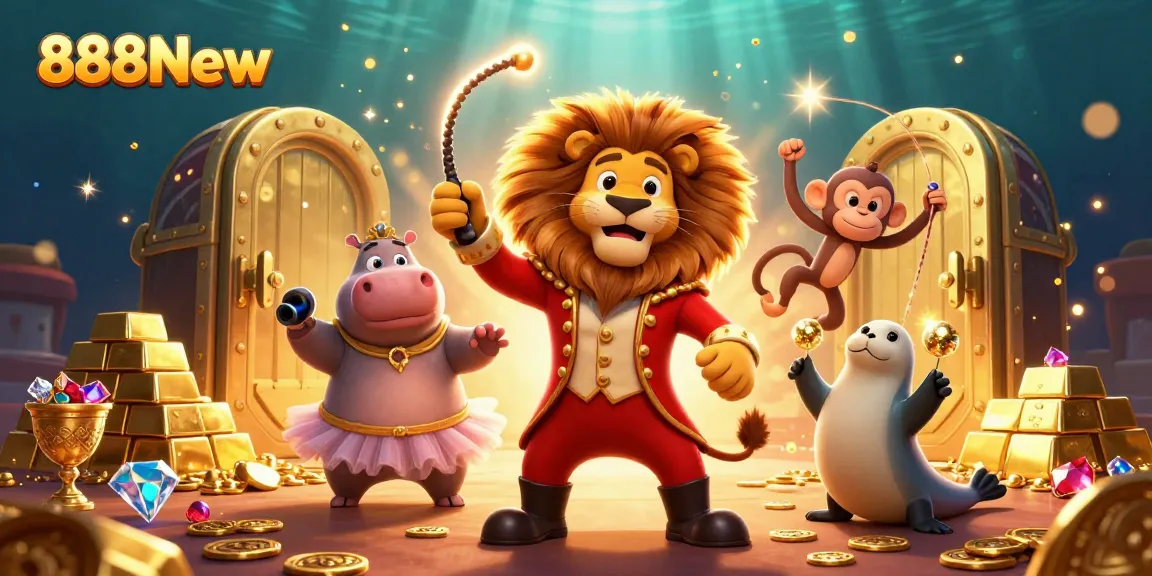 Engage in thrilling gameplay at 888New with vibrant characters and treasure in a dynamic casino setting.