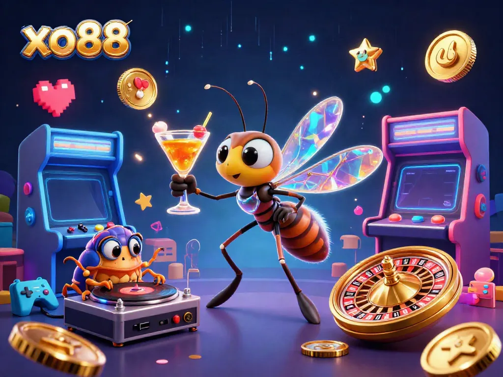 Experience the thrill at xo88 with vibrant 3D casino elements, bringing arcade excitement to life through engaging characters.