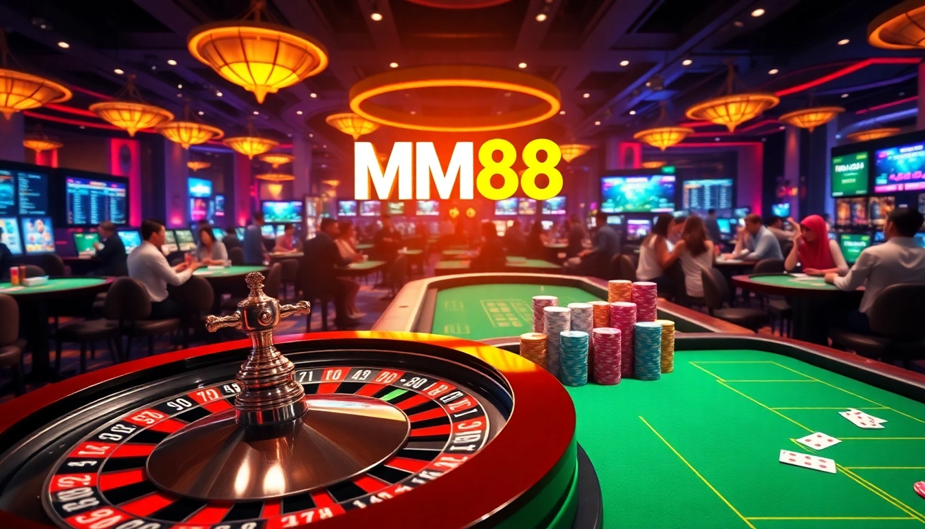 Experience thrilling gaming with MM88 on a luxury casino platform filled with lively action.