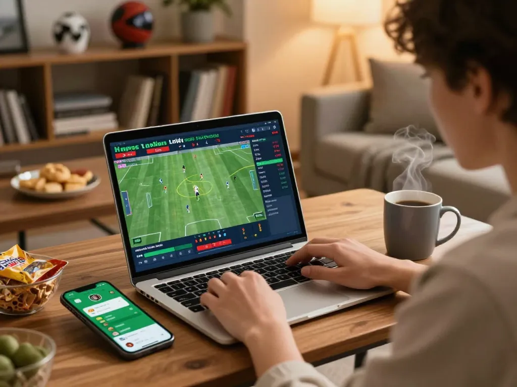 Engaging online sports betting setup showing live statistics as users link vào MM88 for better odds.