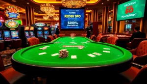 Experience the thrill of betting at https://red88.spot/ with colorful poker chips and spinning roulette.