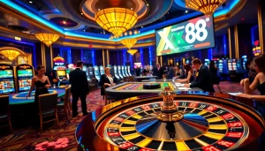 Experience the thrill of gambling at xx 88, featuring an exciting casino atmosphere with roulette and poker tables.
