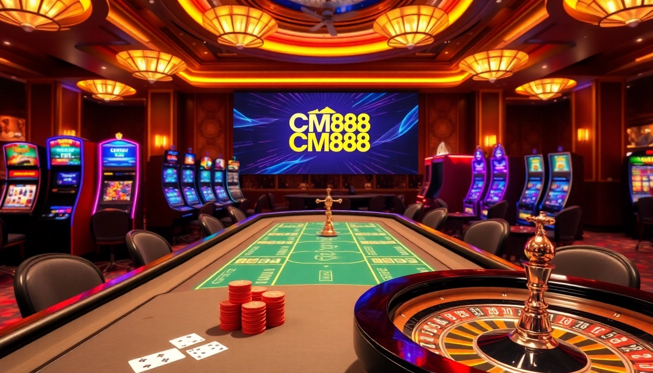 CM88 poker chips and cards on a vibrant casino table filled with excitement.