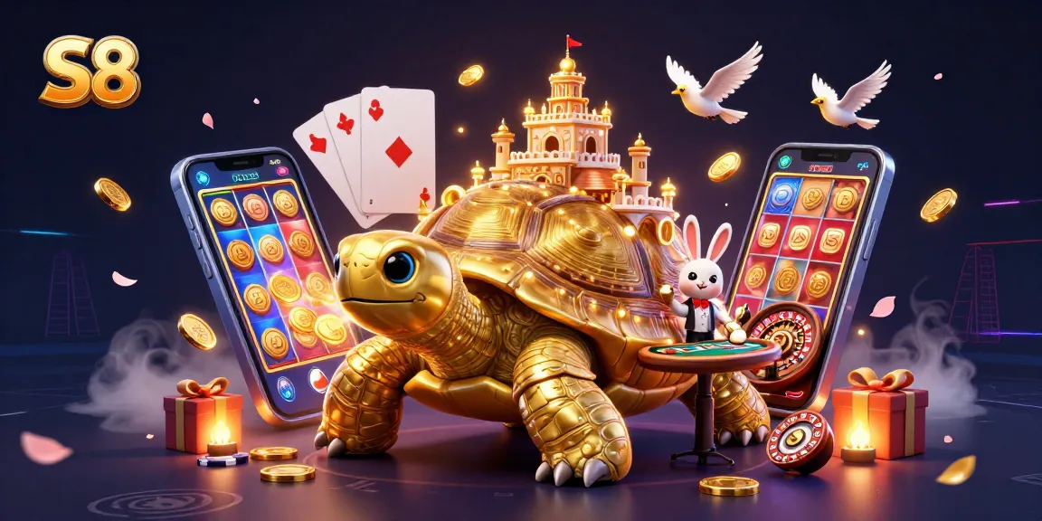 S8 transforms gaming experiences with a captivating golden tortoise casino scene filled with excitement.
