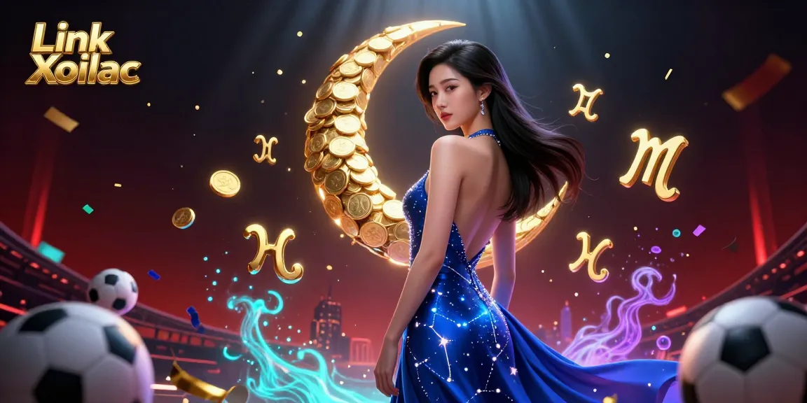 Experience the excitement of sports betting with Link Xoilac in this vibrant illustration of a confident woman.