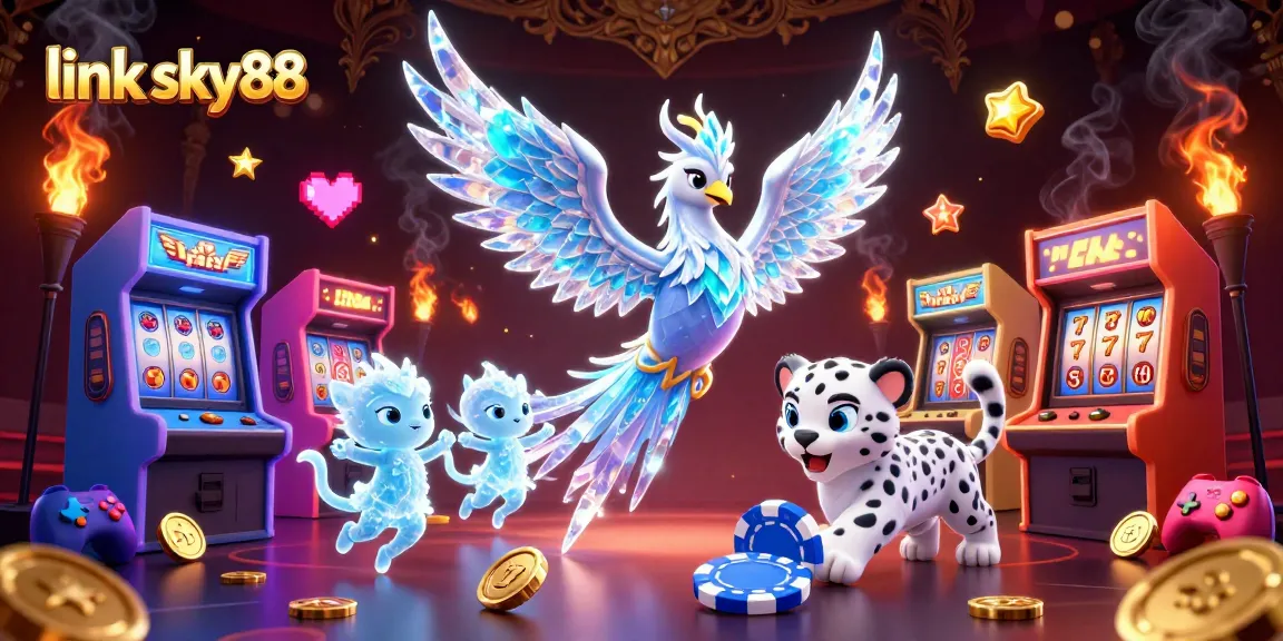 Experience thrills with link sky88 at our vibrant casino, featuring an ice phoenix and poker cub.