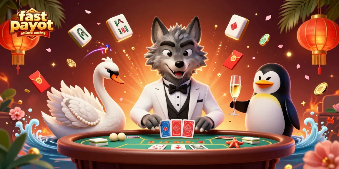 Experience fast payout online casinos in style with fun characters playing at a baccarat table