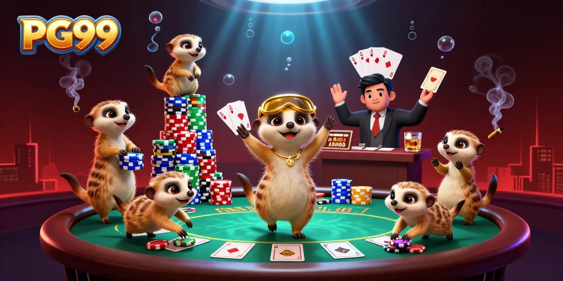 Experience excitement at PG99 as meerkats run a vibrant casino operation filled with poker elements and rich details.