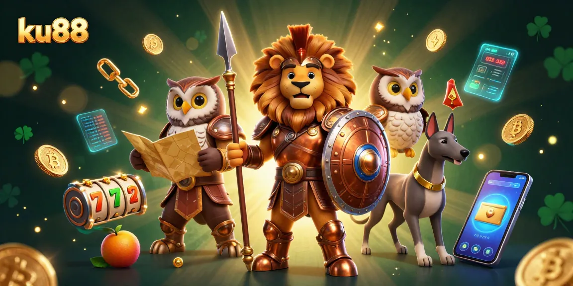 Engage with the ku88 casino world featuring a Spartan lion and crypto elements in 3D.