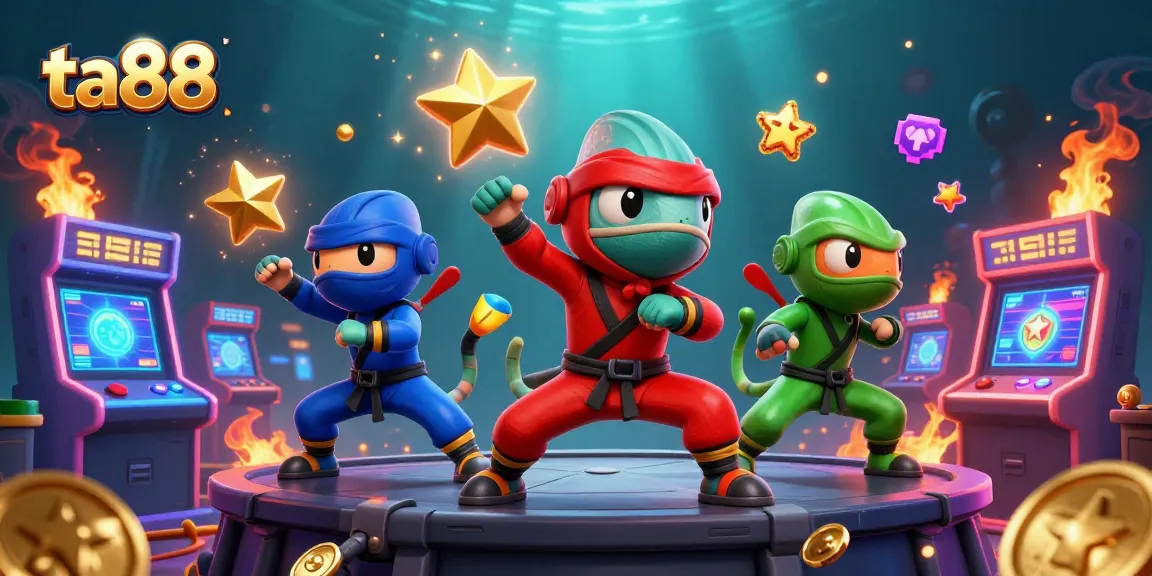 Experience the thrilling ta88 gameplay with ninja chameleons amidst vibrant casino elements.