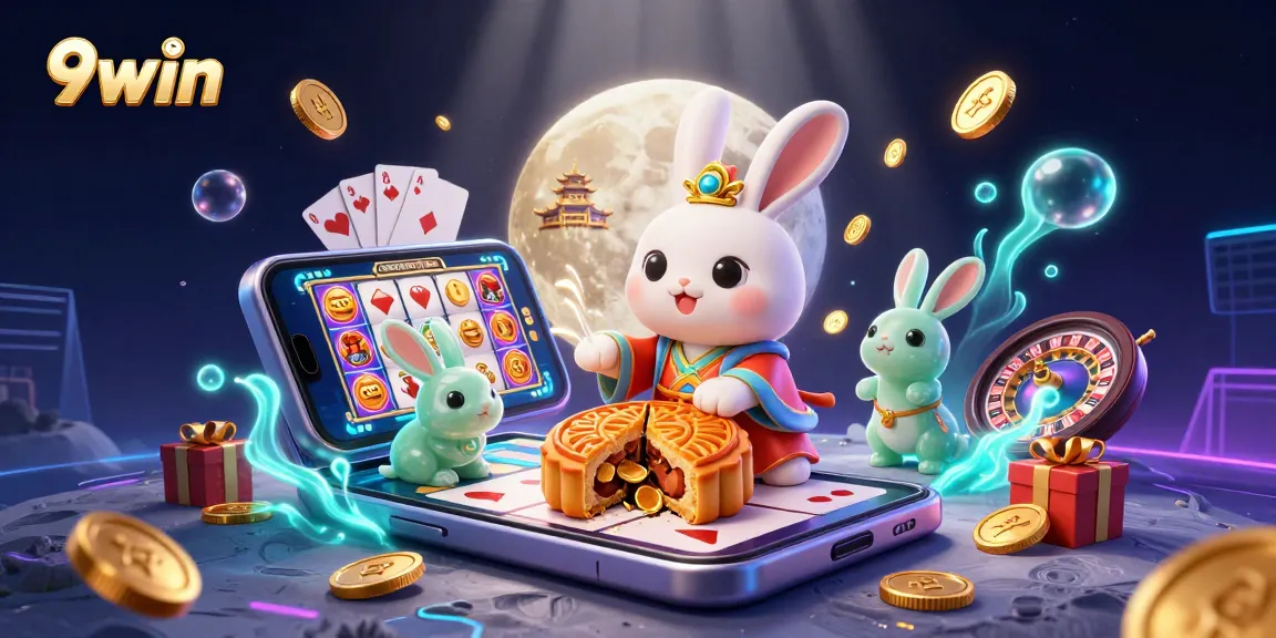Win exciting games with 9win's fantastic lunar casino scene featuring unique elements.