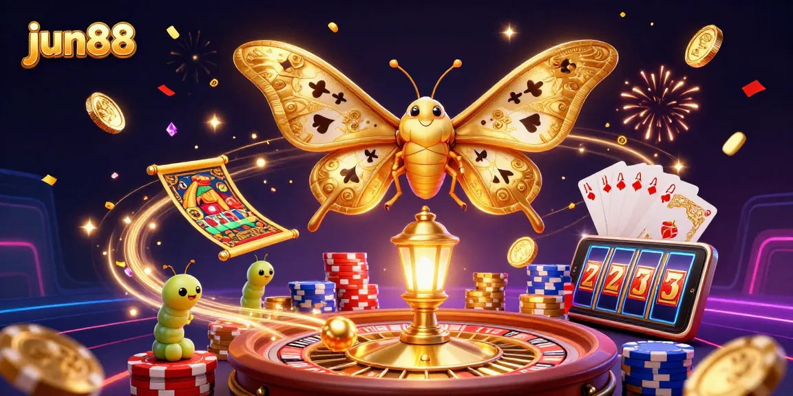 Experience the excitement of jun88 with a vibrant casino scene featuring dynamic characters and elements of chance.